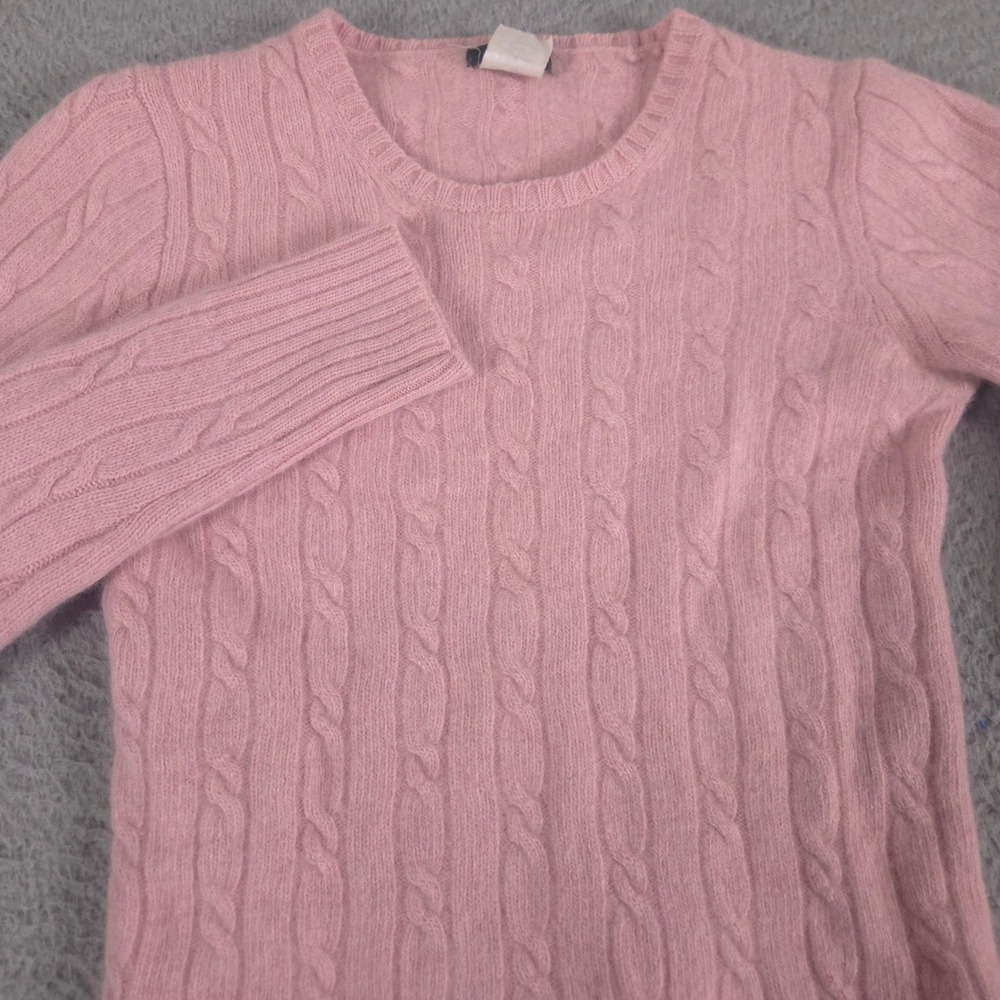 VINTAGE J.Crew Sweater Womens XS Pink Cable Knit Merino Angora Cashmere HO 06